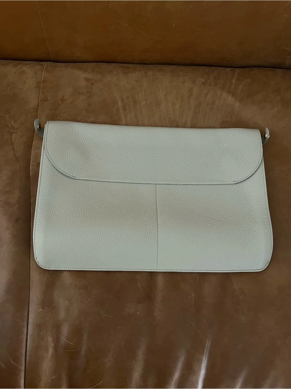 Cuyana Cream Pebbled Leather Laptop Sleeve - holds up to 15 in